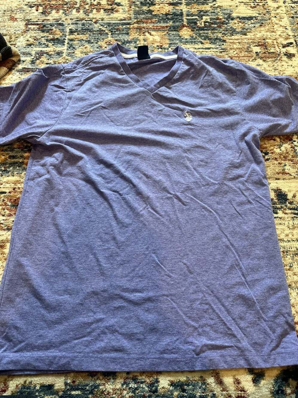 U.S. Polo Assn. Men's Purple Heather V-Neck Short Sleeve T-Shirt Medium